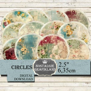 Hintergrund Kreise digital 6 cm Scrapbooking Decoupage Instant Download digital collage sheet C092