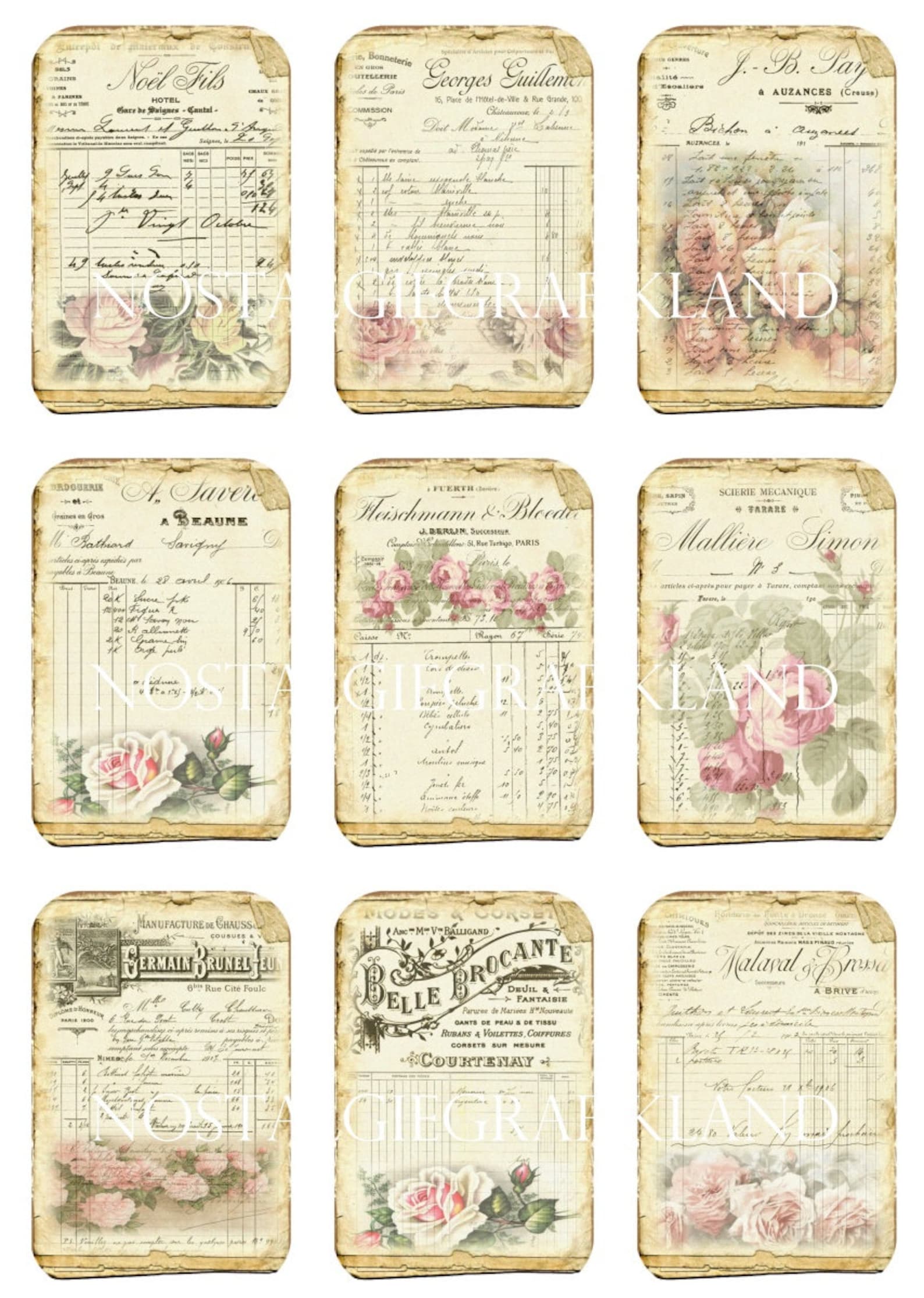 French Ephemera Vintage Old Ledger Tags Ephemera Documents Etsy