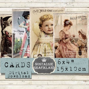 Nähen Werbung Collage digital Nähkarten Mädchen Karten Nähgarn Scrapbook Handarbeit 15 x 10 cm Instant Download digital sheet D299
