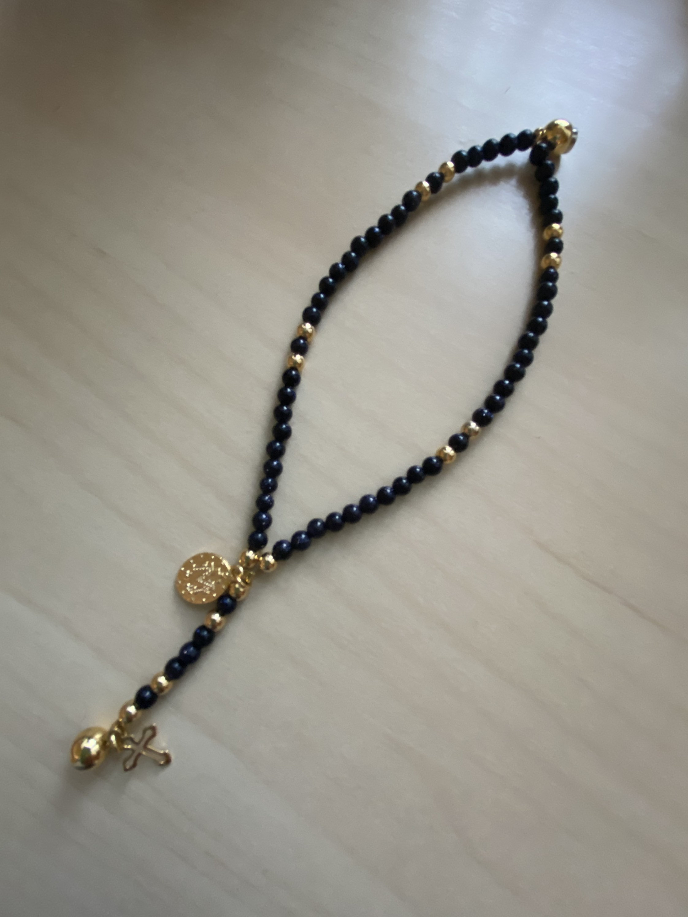 Rosary Bracelet With Clasp. Golden Tone. Etsy UK