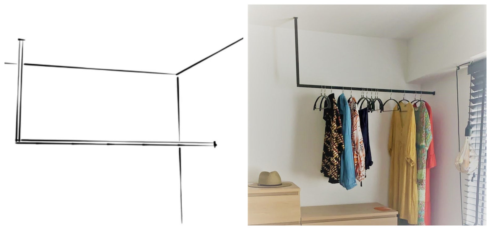 Ceiling Clothes Rack// Clothing Rack // Ceiling Rack // Ceiling Storage ...