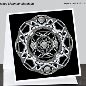 Nature mandala note card ~ &quot;Winter Moon&quot; in black, white and gray ~ square or rectangular (A6), blank inside