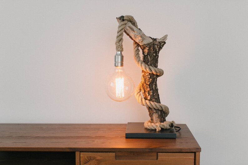 Holz Tischlampe Edison Glühbirne Holzlampe rustikale | Etsy