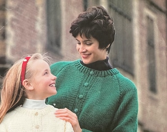 Chunky Crepe Cardigan Knitting Pattern, Ladies & Child (PDF Pattern)