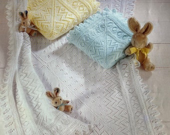 Baby Shawl Knitting Pattern, Christening Blanket (PDF Pattern)