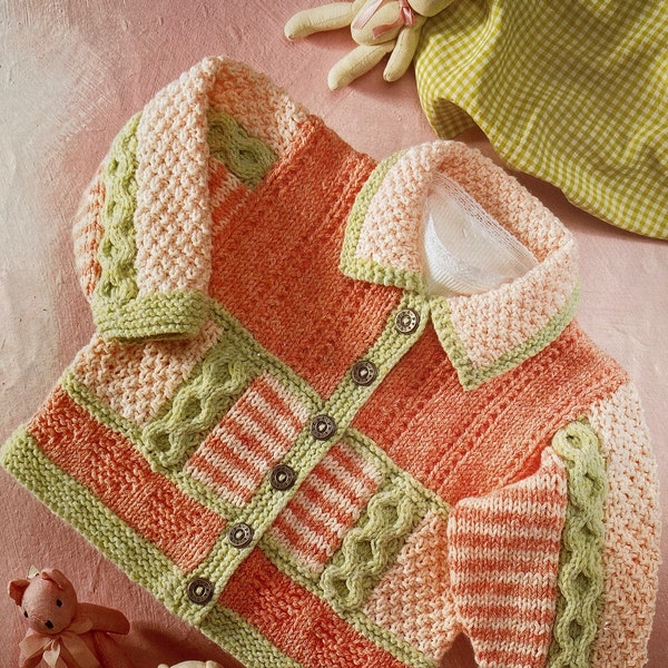 Baby DK summer Cardigan / Jacket knitting pattern. Classic toddler design. Boys or girls 0-6yrs. Very detailed Knitting Pattern 0050