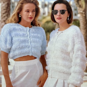 Ladies summer cardigans knitting pattern.  Short or long sleeve cardigans with buttons. Full pattern 0139