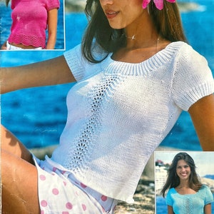 Ladies Summer Tops Knitting Pattern. Easy Knit 2 styles of summer top.  Full Pattern 0115