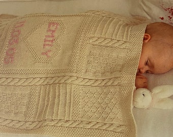 Baby Blanket Knitting Pattern, Personalized Keepsake (PDF Pattern)
