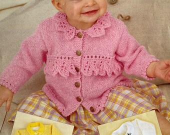 Baby DK Summer Cardigans. Vintage pattern with 3 classic lightweight designs. Knitting Pattern 0077