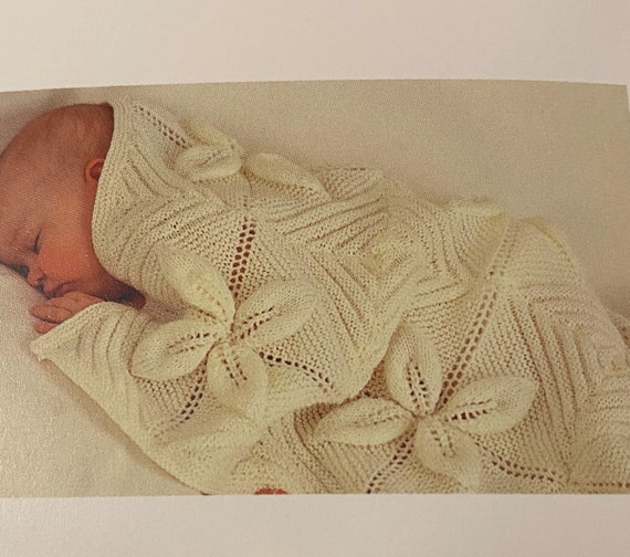 Vintage Baby Blanket Knitting Pattern. Old Favourite With Flower Design. Beautiful Keepsake. Knitting Pattern 0018. Etsy Canada