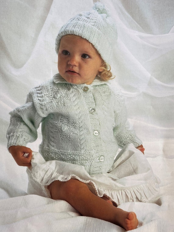 DK Baby Jacket and Hat Set. Classic Cardigan With Collar Etsy