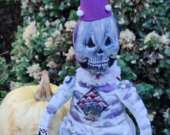 Moïse du Cimetière - Squelette de Clown / Cloth Doll / Witch Craft /Horror Art / Alternative Doll / Handmade Doll /Halloween / Fabric Pagan