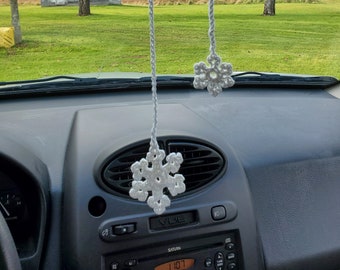 Car decor Rear View Mirror Decoration Snowflakes Winter Christmas Vibe for Car