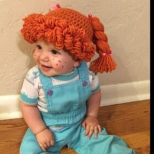 Easy Crochet Pattern Cabbage Patch Hat / Wig, For boy or girl, Easy Crochet Pattern Cabbage Patch Costume Sizes Newborn to Adult