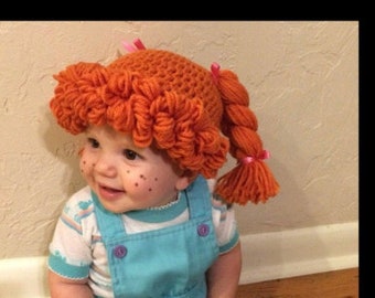 Pattern for Cabbage Patch Inspired Hat / Wig, Easy Crochet Pattern Cabbage Patch Costume Sizes Newborn to Adult