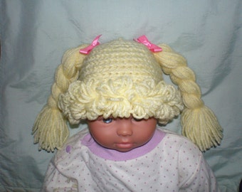 Cabbage Patch Hat / Wig, Any Size Newborn to Adult Crochet Pattern for Boy or Girl Long Hair or Short Hair Old lady wig