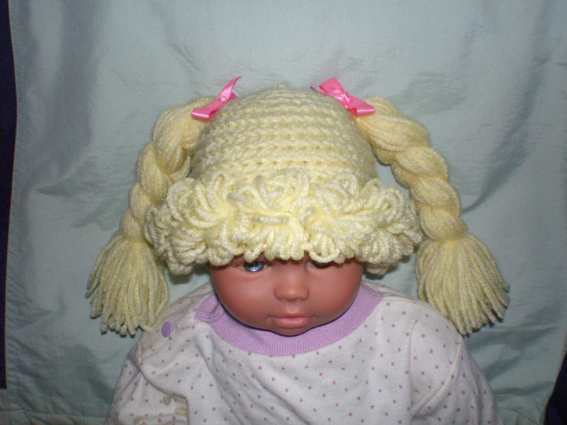 Cabbage Patch Hat Wig Any Size Newborn To Adult Crochet Etsy