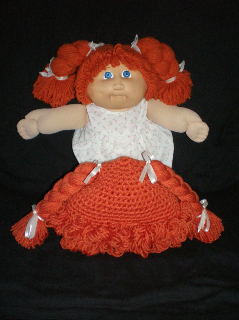 Crochet Pattern Cabbage Patch Inspired Hat / Wig, For boy or girl, Easy Crochet Pattern Cabbage Patch Costume Sizes Newborn to Adult image 1