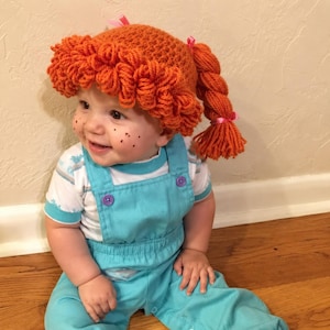 Easy Crochet Pattern Cabbage Patch Hat / Wig, For boy or girl, Easy Crochet Pattern Cabbage Patch Costume Sizes Newborn to Adult
