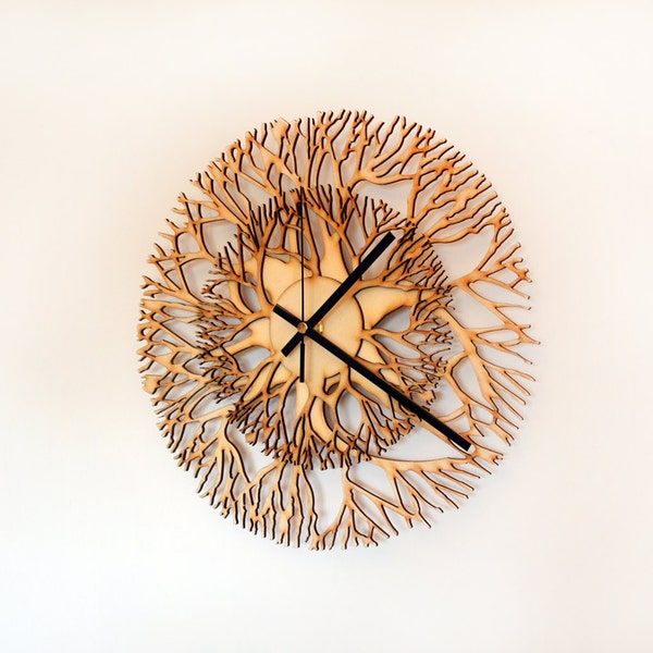 Tree shaped wooden laser cut wall clock