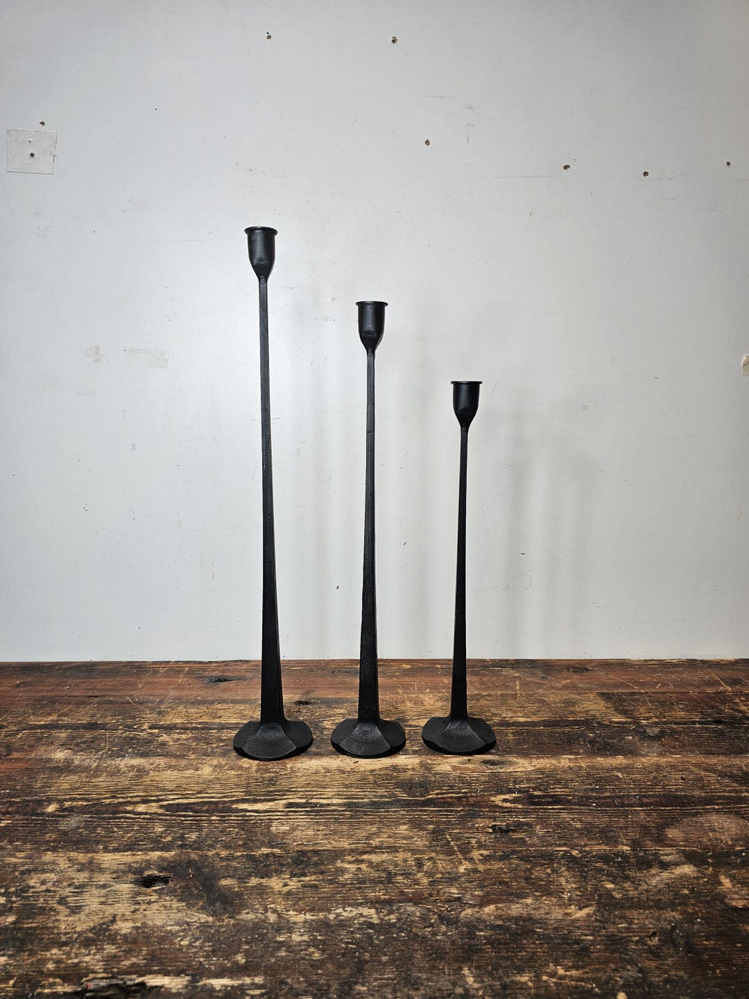 Set of 3 Forged Iron Taper Candle Holder - Etsy