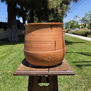 Doniczka z terakoty w stylu vintage, doniczka na fasolę, rustykalna gliniana doniczka z uchwytami do uszu i szkliwieniem