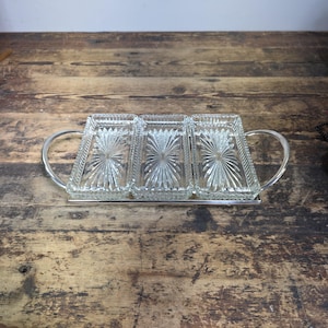 Vintage Leonard Silver MFG versilbertes Relish Serr 3-teiliges Tablett-Set