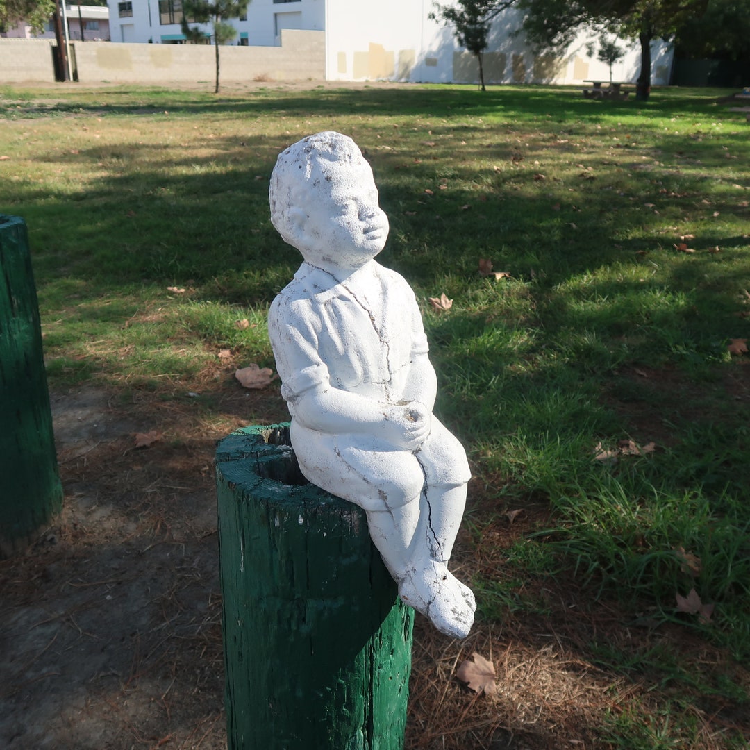 Vintage Americana Concrete Boy Fishing Garden Statue 18 Etsy