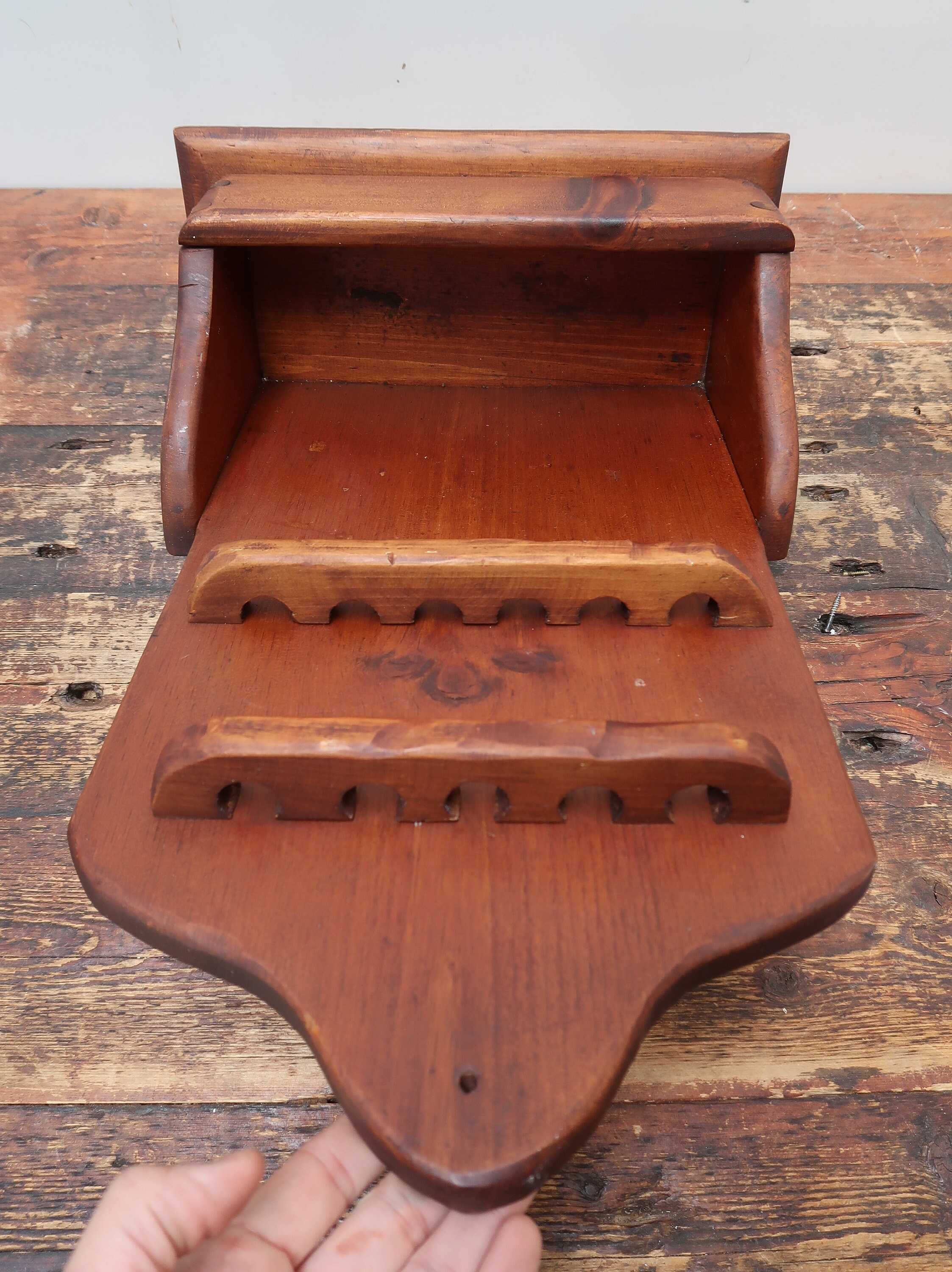 Antique Handcrafted Wooden Wall Mount Pipe Rack Holder Stand Etsy