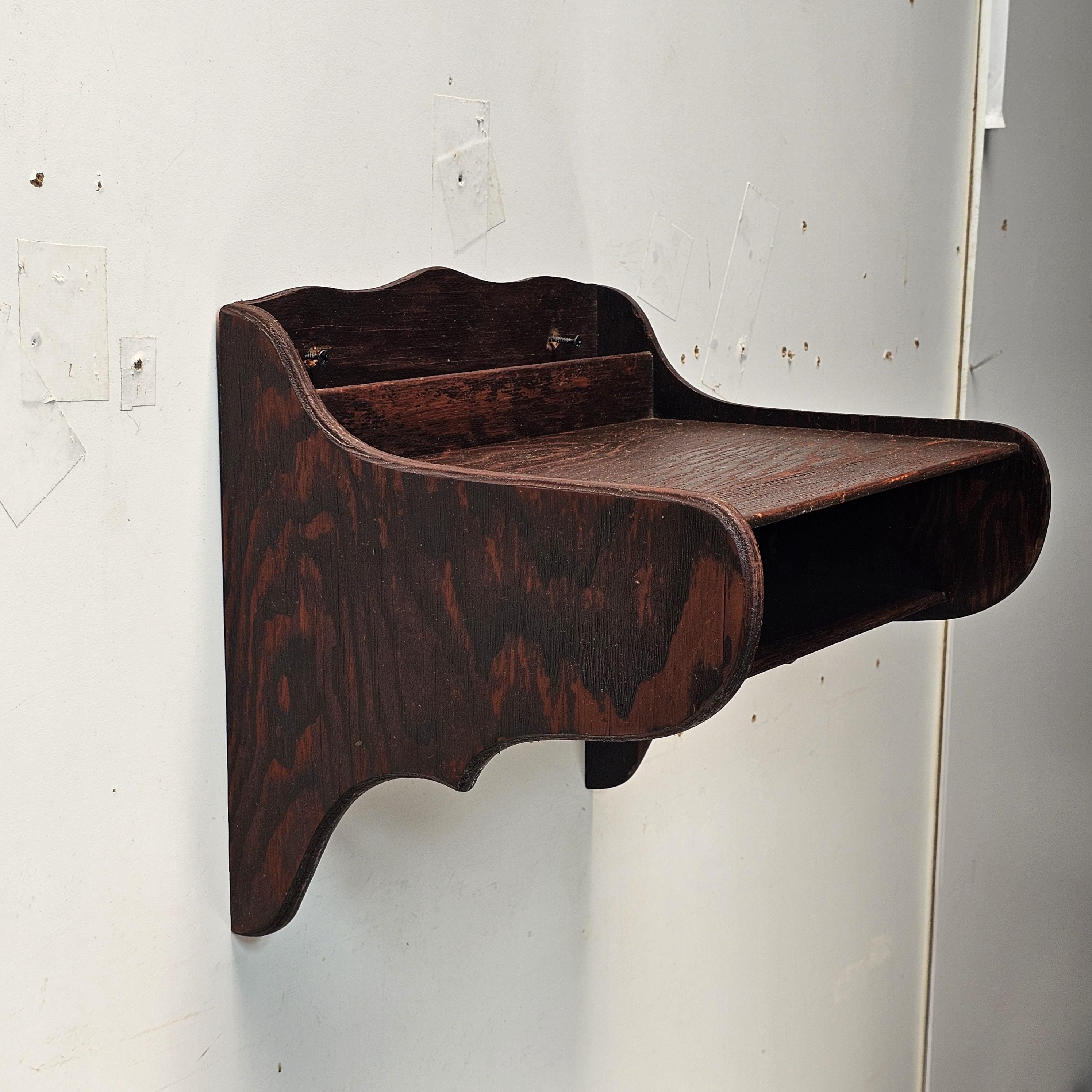 ヴィンテージ ラミネートオーク材 壁掛けライティングデスク (1930