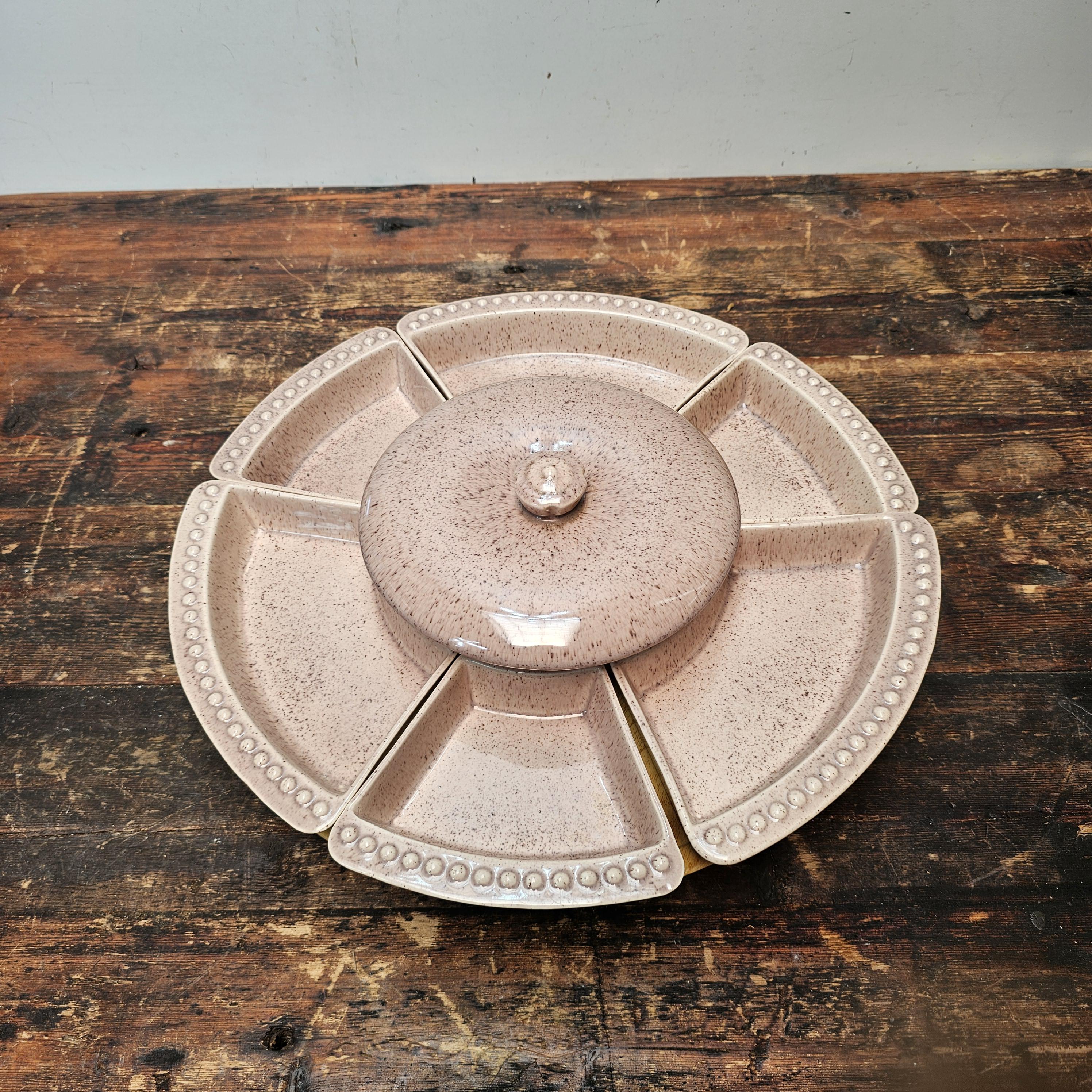 William Frazier California Pottery Covered Dish Relish Tray With