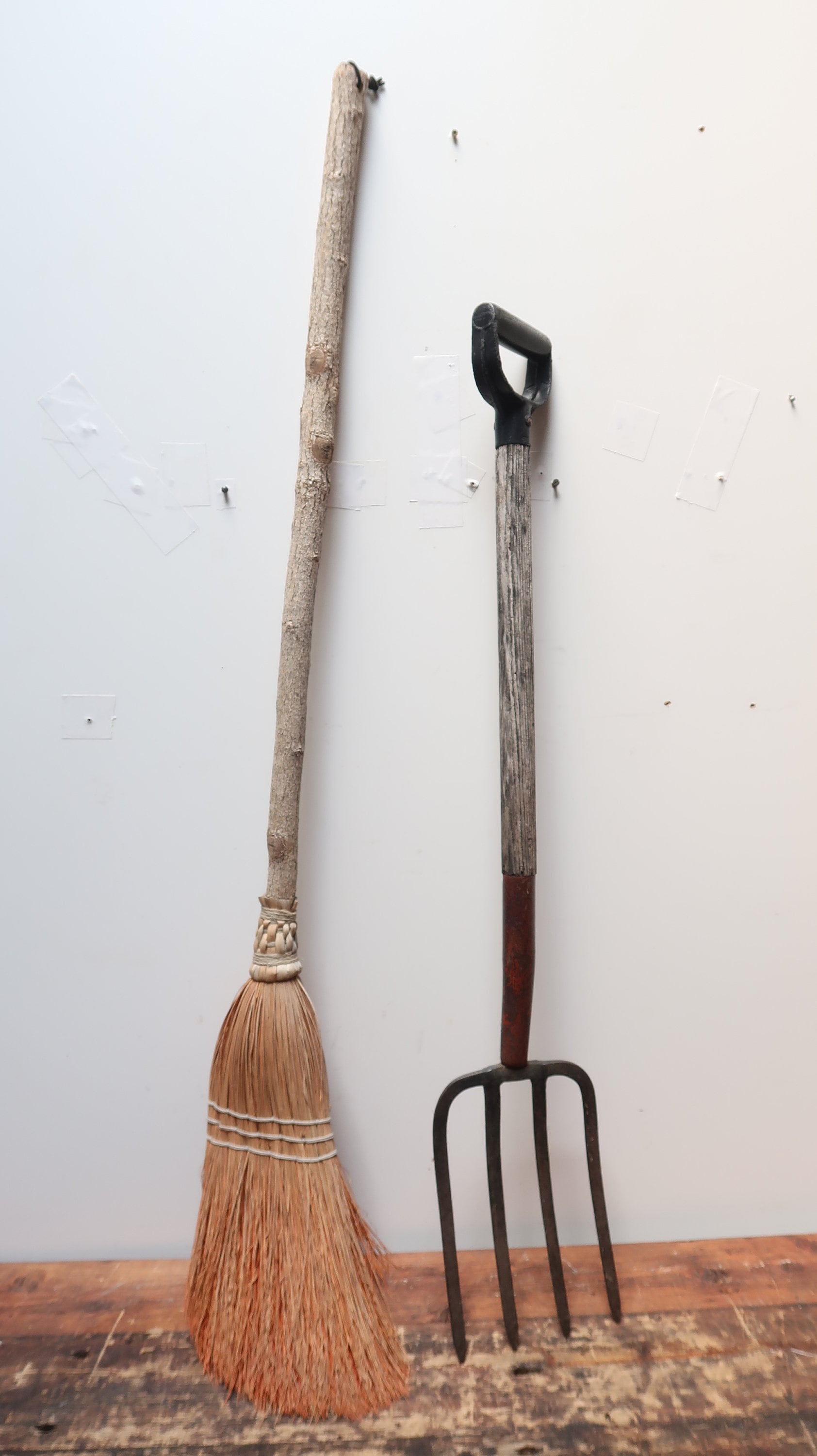Set of 2 Besom Broom & Four Prong Pitchfork Vintage Gardening Tools - Etsy