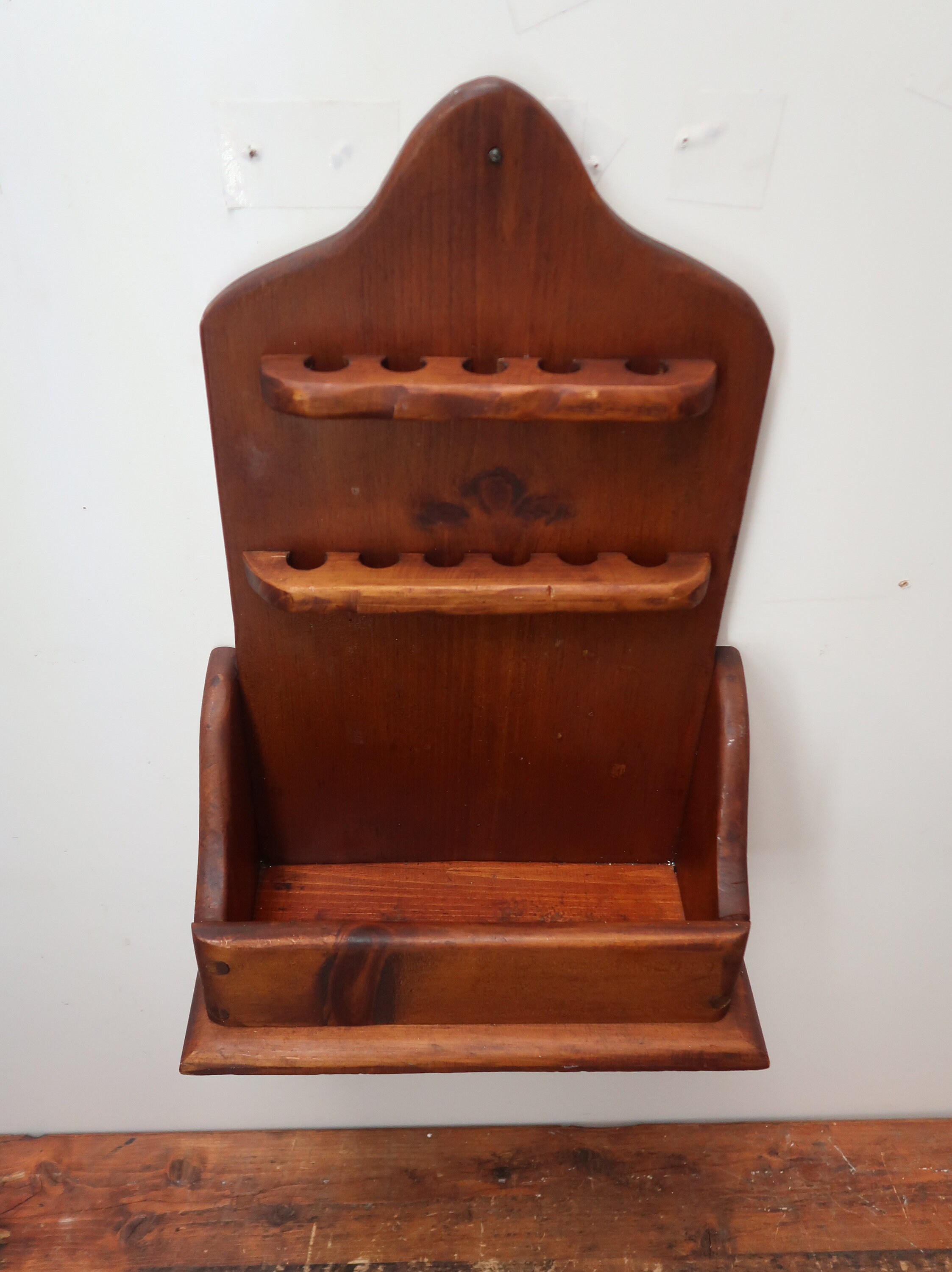 Antique Handcrafted Wooden Wall Mount Pipe Rack Holder Stand Etsy