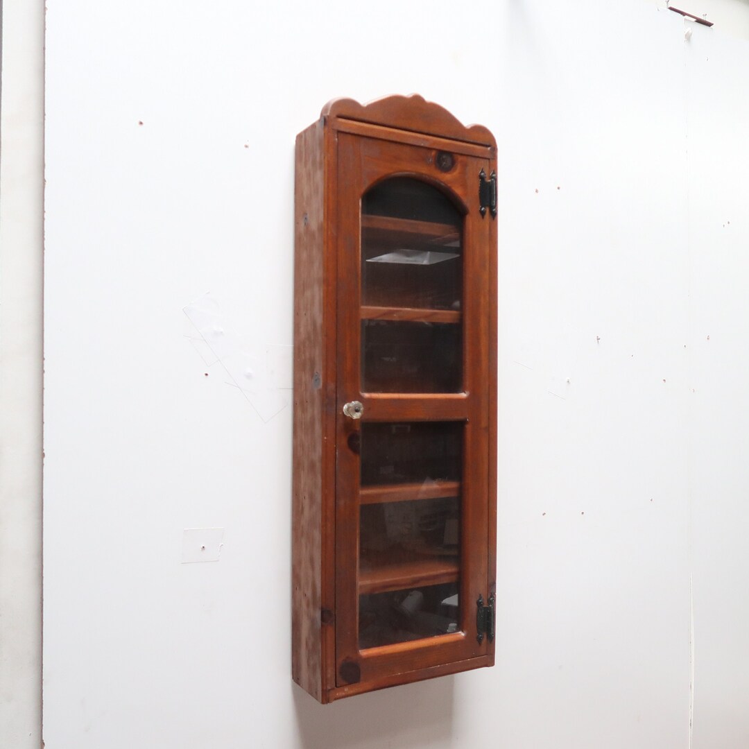 Vintage Wall Display With Glass Door Rustic Farmhouse Etsy