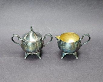 Vintage Oneida Silver Plated Sugar Bowl & Creamer Set