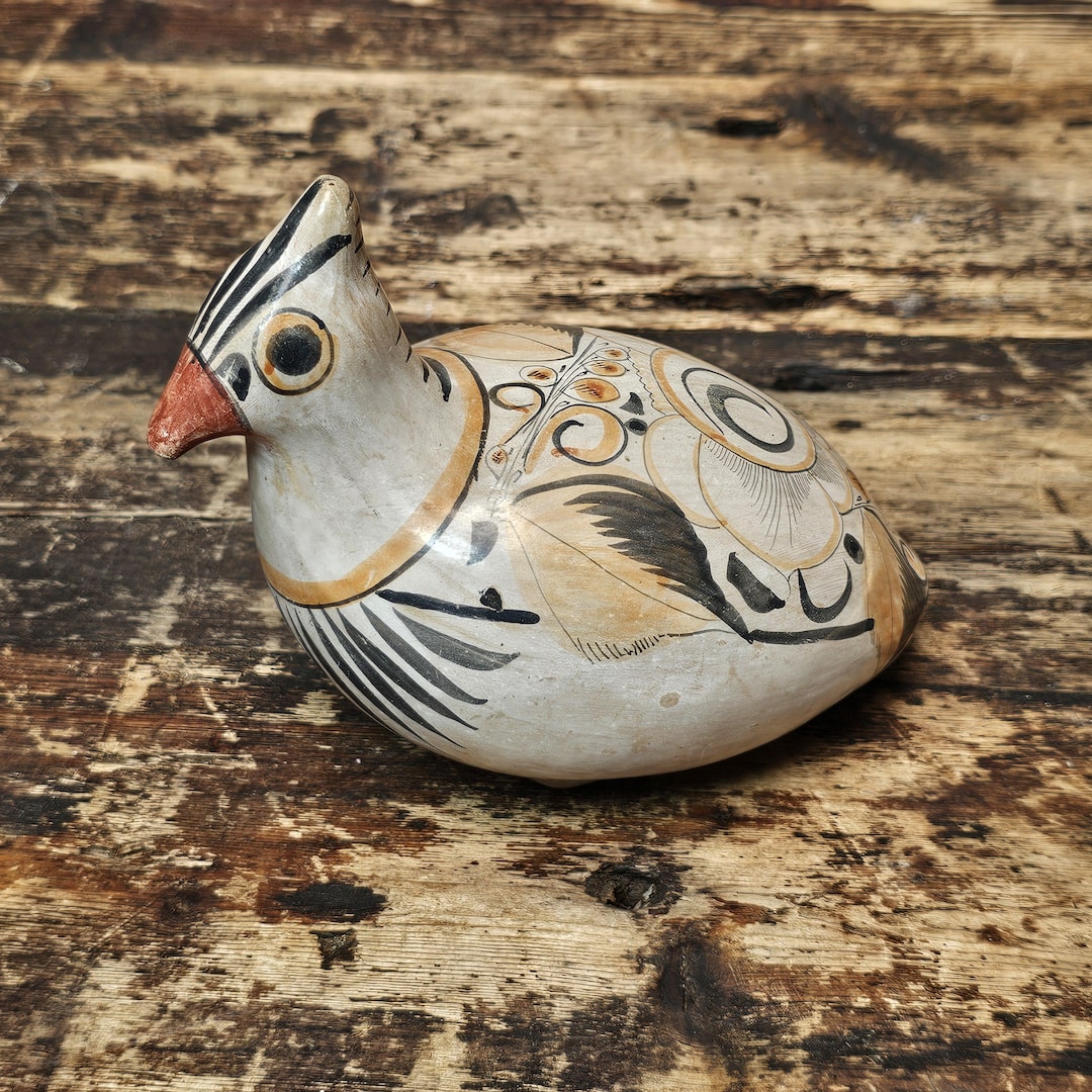 Vintage Hand-painted Tonalá Pottery Bird | Jalisco, Mexico Folk