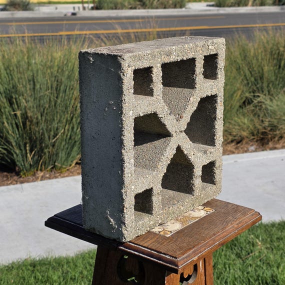 Vintage Breeze Block Mid Century Modern X Pattern Concrete Screen