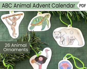 ABC Animal Advent Calendar for Kids - Printable Advent Calendar Ornaments