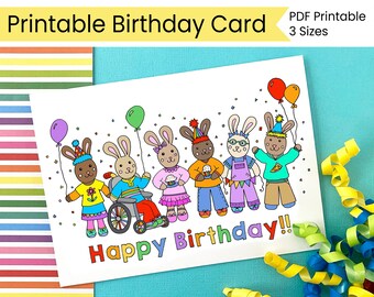 Printable Kid's Birthday Card | Colorful Children's Birthday Card | Digital Greeting Card Boys Girls Friend