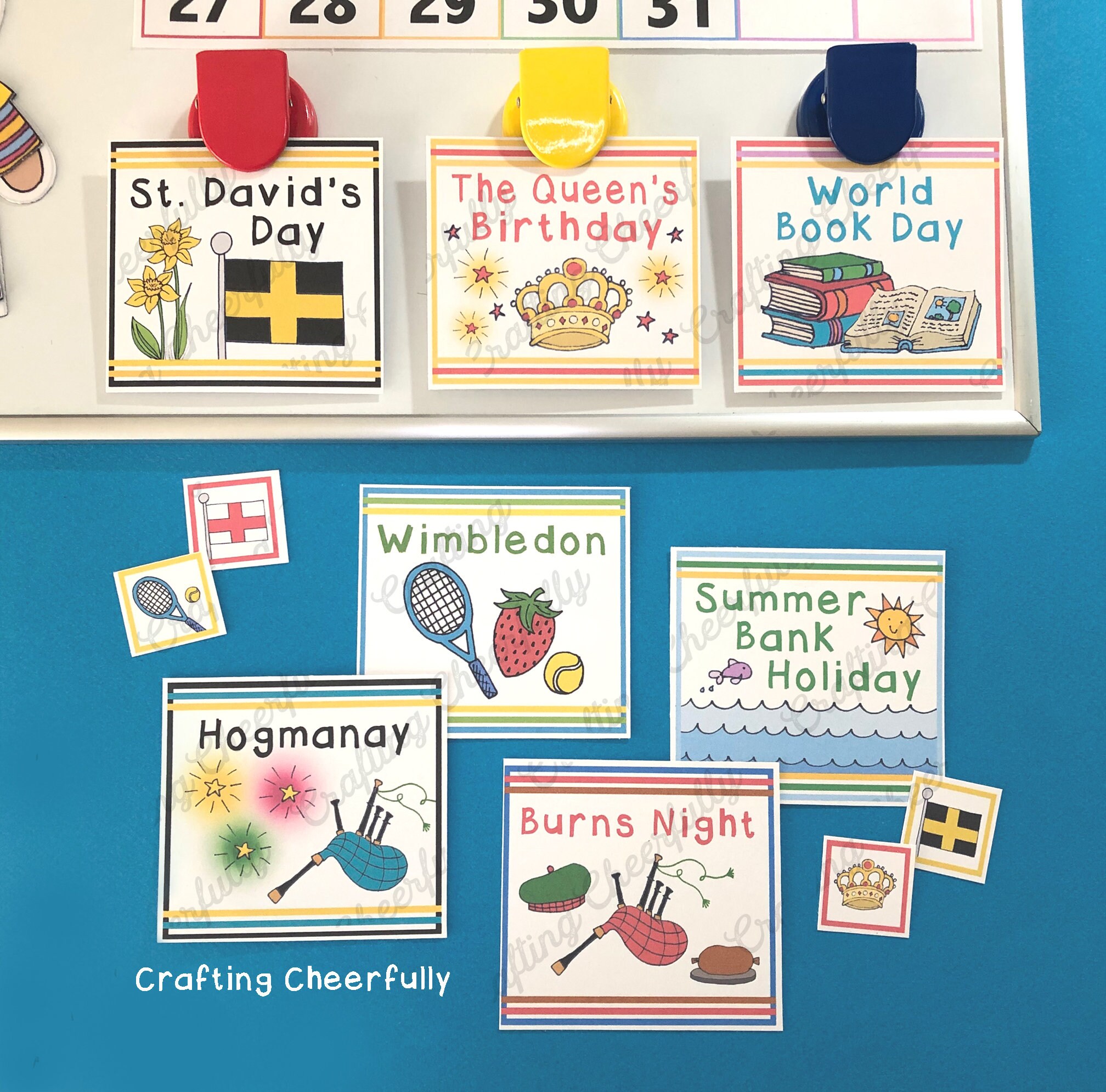 Add-On Set of UK Holiday Calendar Card Set Pocket Chart Calendar Children's Calendar Instant Digital Download