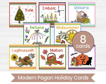 Modern Pagan Holiday Calendar Cards - Instant Digital Download