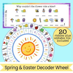 Spring and Easter Decoder Wheel - Cipher Wheel - Printable Easter Activity