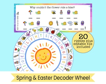 Spring and Easter Decoder Wheel - Cipher Wheel - Printable Easter Activity
