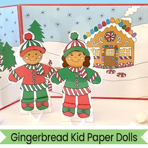 Gingerbread Paper Dolls - Dress Up and Scenery for Pretend Play - Instant Digital Download - PDF Printables