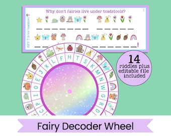 Fairy Decoder Wheel - Cipher Wheel - Kid's Fairy Activity Printable - Instant Digital Download