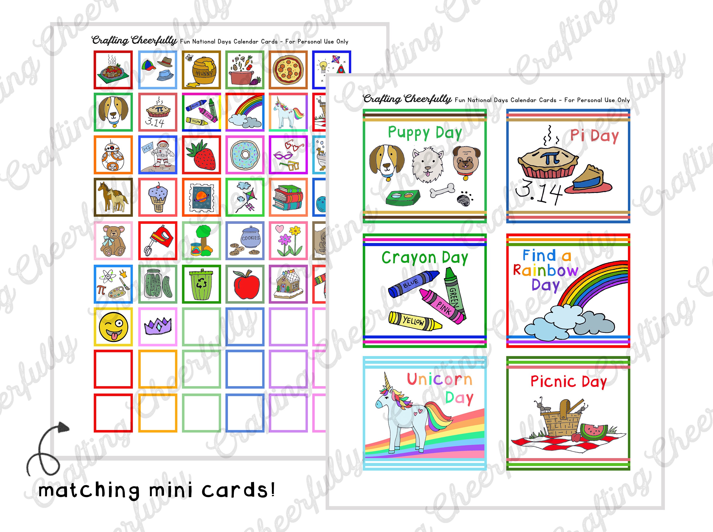 Fun National Day Cards for Children's Calendar Calendar Etsy