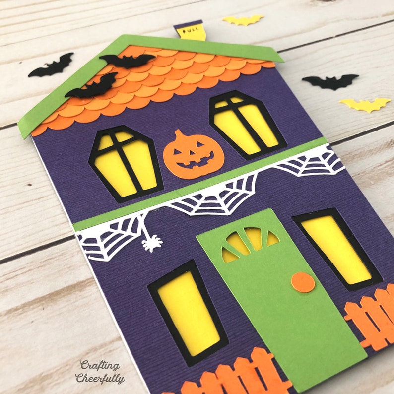 Download Haunted House Slider Card SVG Cut File Halloween Card | Etsy