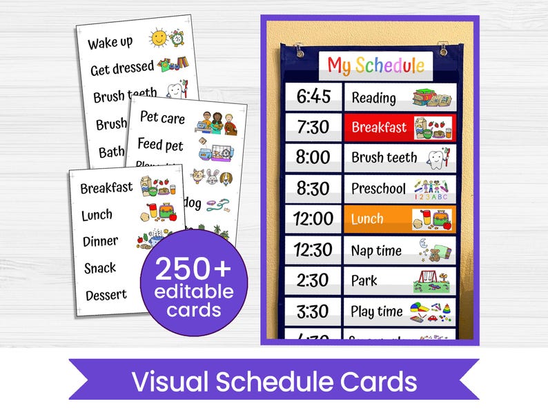 Visual Schedule Cards - Editable! - Daily Activity Routine Cards ...