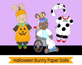 Halloween Costume Paper Dolls - Printable Paper Dolls - Instant Digital Download